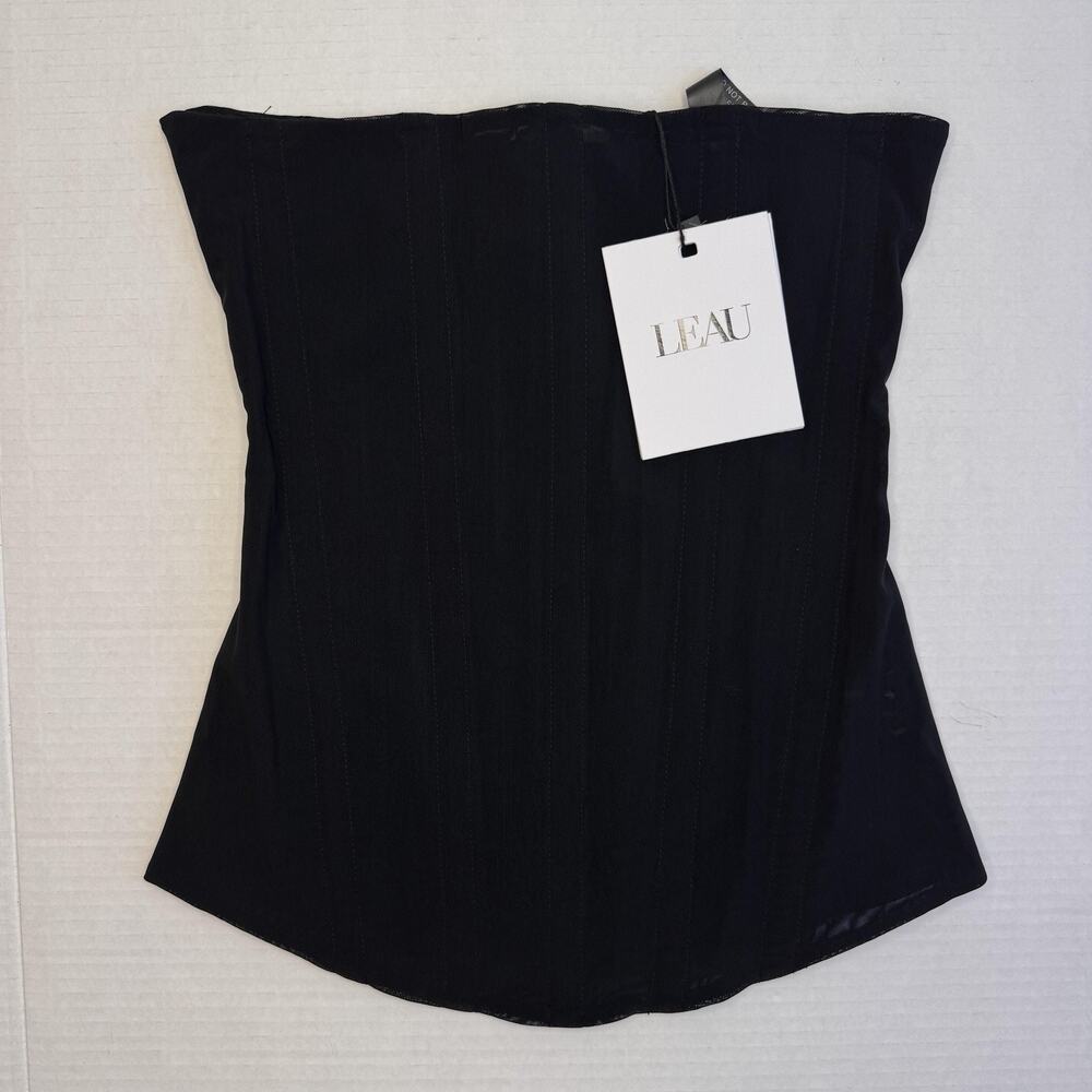Leau Corset Top Women XS Muse Mesh Strapless Bustier Lined Stretch Party Blk NEW